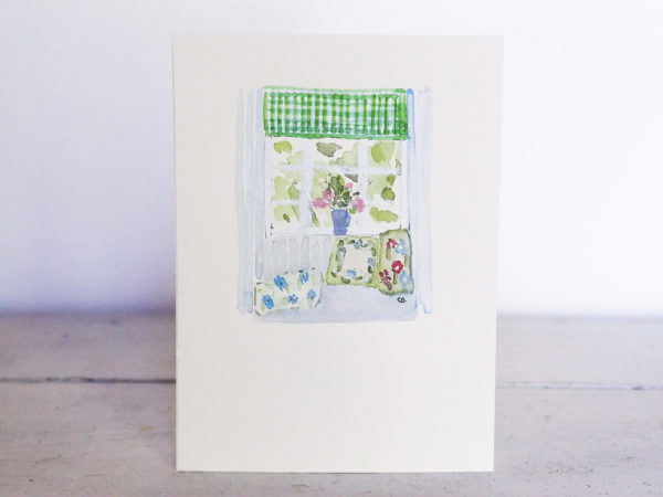 bouquet à la fenêtre aquarelle originale