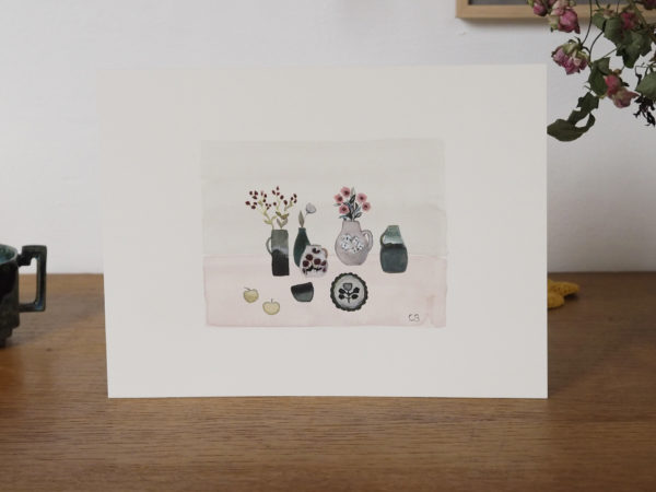 Les-céramiques-et-petits-bouquets- peinture originale