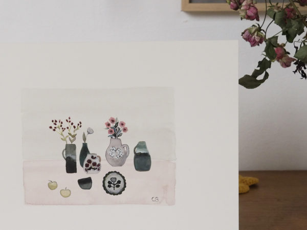 _ceramiques-et-petits-bouquets--- peinture originale