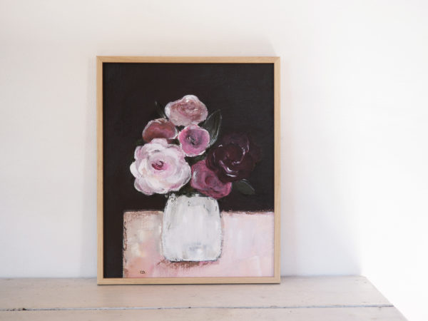 le-bouquet-rose peinture acrylique et pastels originale